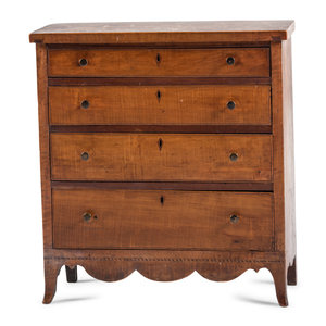 Appraisal: A Federal Inlaid Tiger Maple Child s Chest of Drawers