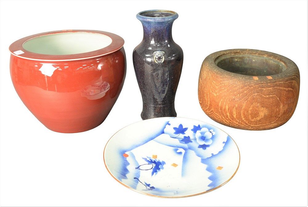 Appraisal: Four Piece Group of Asian items to include a carved