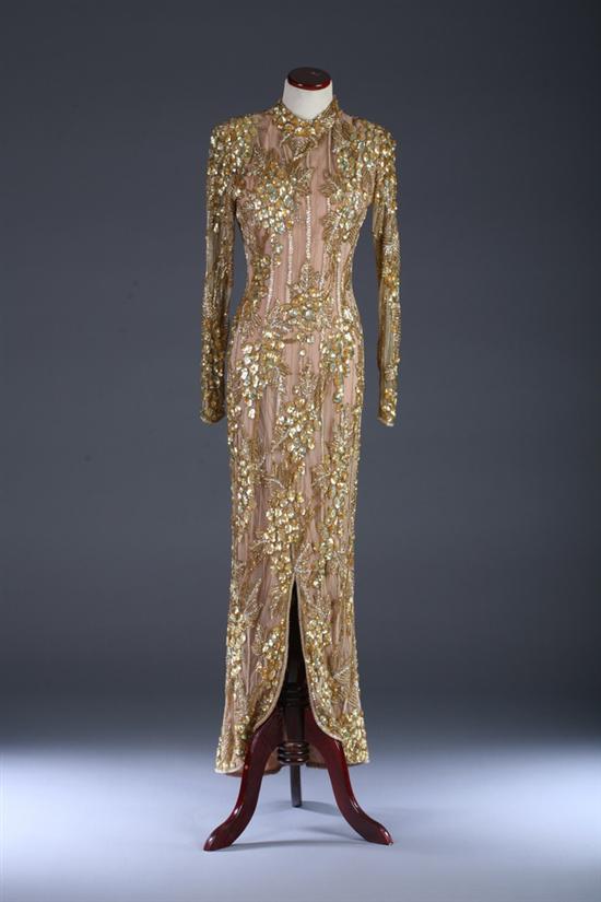 Appraisal: BOB MACKIE GOLD-SEQUINED EVENING GOWN Circa s Bob Mackie and