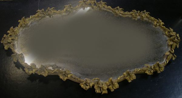 Appraisal: French Gilded Brass and Mirrored Plateau of lobed cartouche form