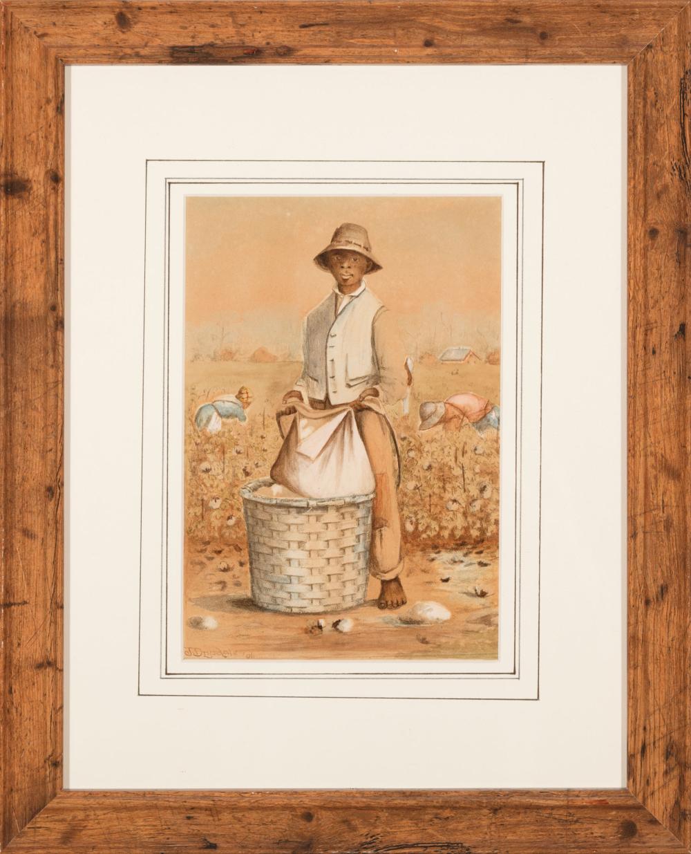 Appraisal: Southern School Cotton Pickers in the Field watercolor on paper