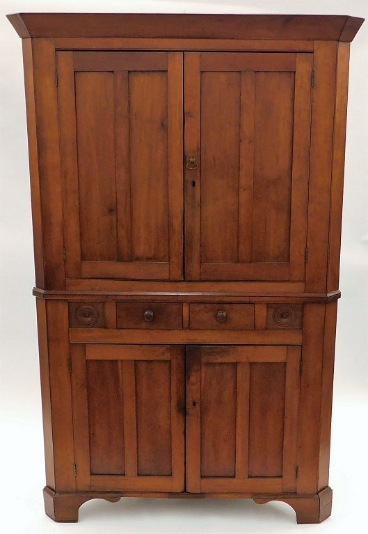 Appraisal: PC American Country Cherry Wood Corner Cabinet United States Early