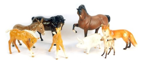 Appraisal: A group of Beswick animal ornaments comprising a matt rearing