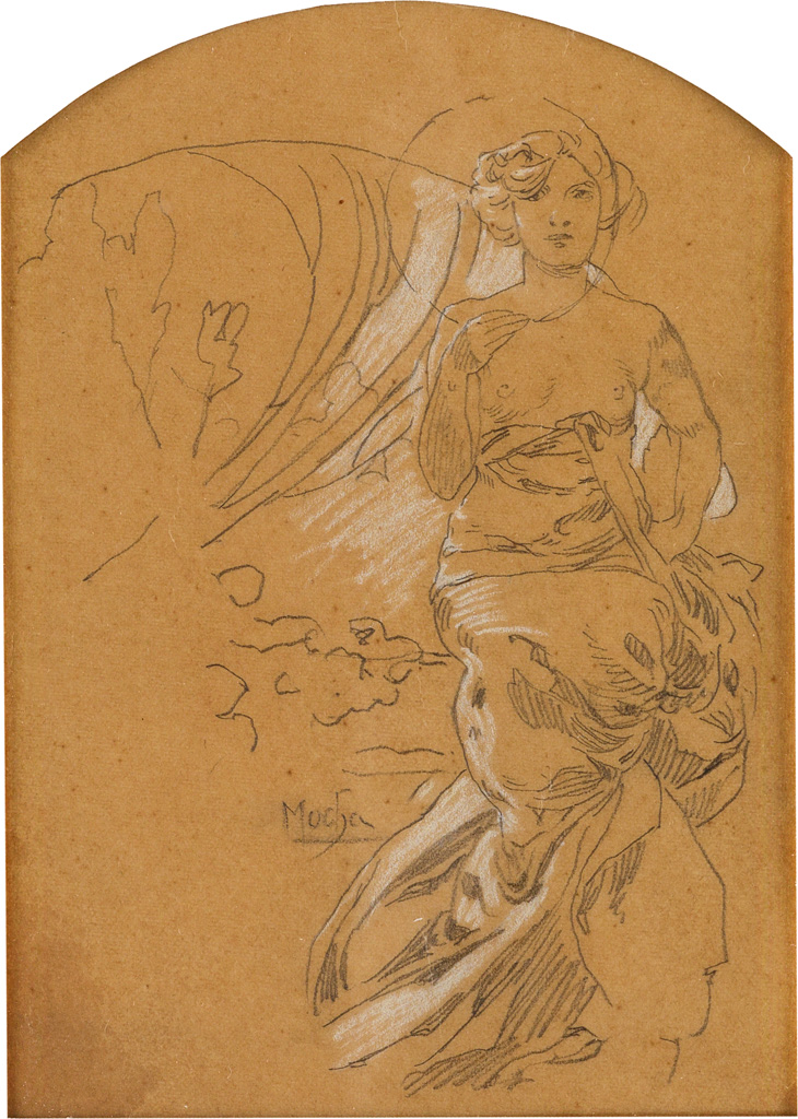 Appraisal: ALPHONSE MUCHA - DOCUMENTS D CORATIFS Preparatory pencil sketch with