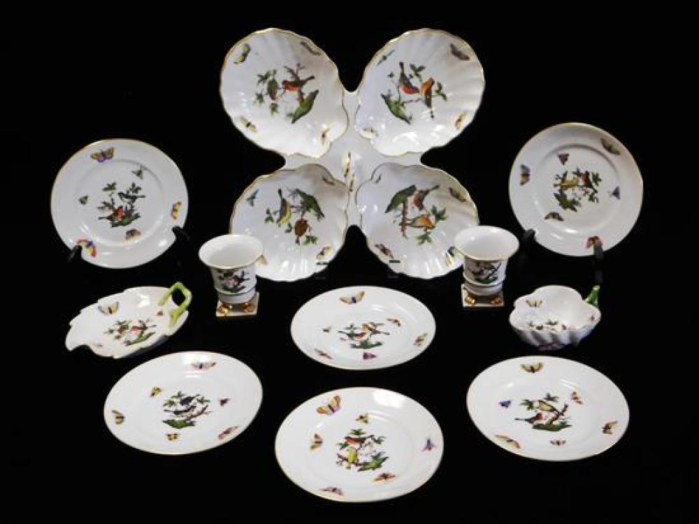 Appraisal: CHINA Herend Rothschild pattern porcelain eleven serving and dinnerware pieces