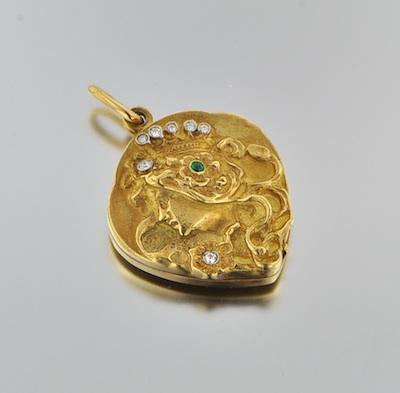 Appraisal: An Art Nouveau Gold and Diamond Locket Pendant k yellow