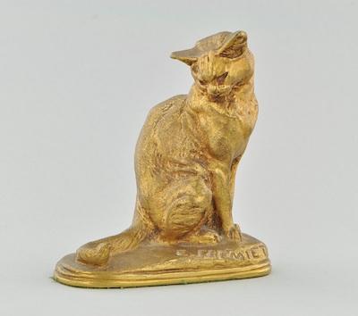 Appraisal: Emmanuel Fremiet French - Chat Assis Miniature bronze with gilt