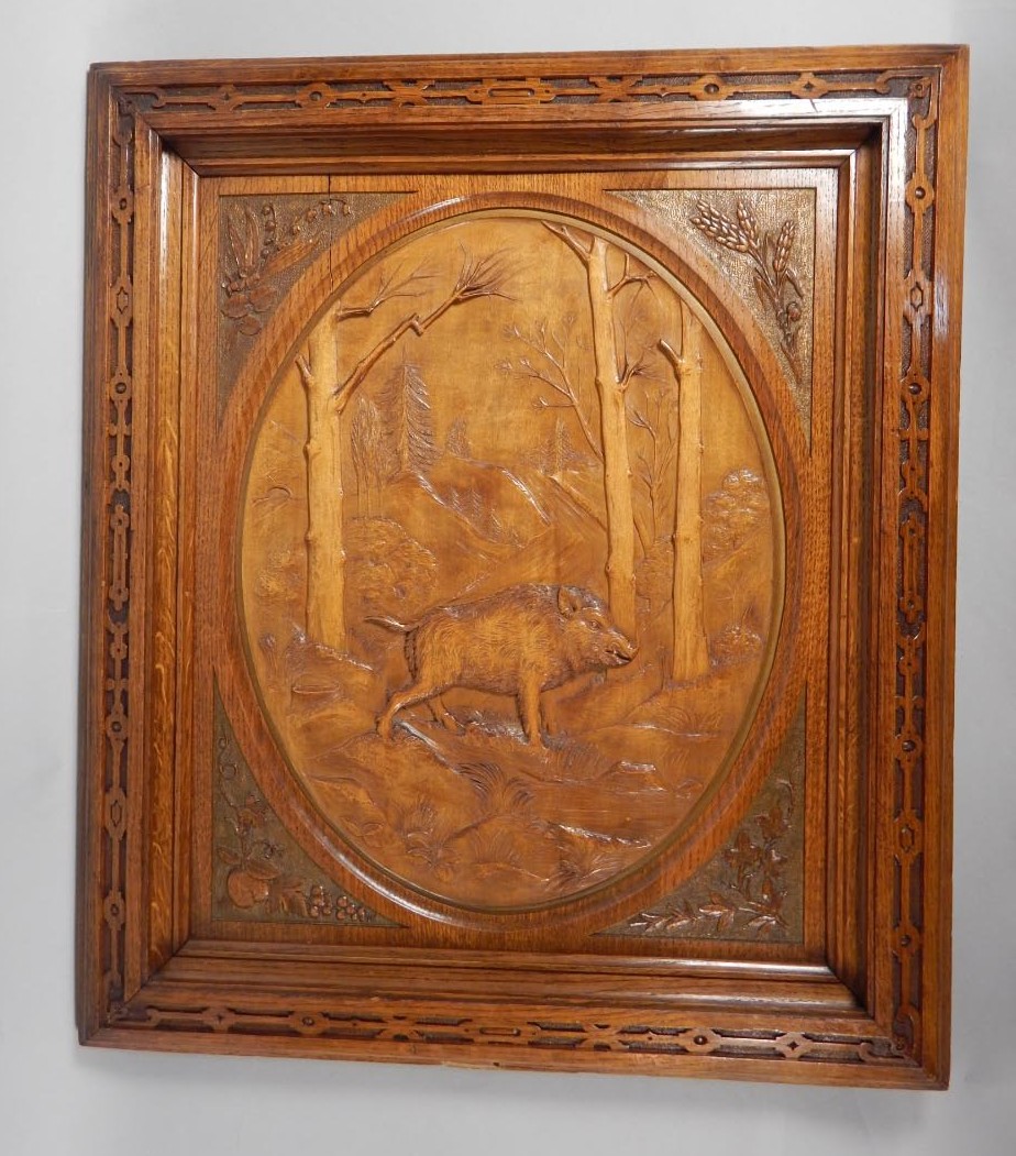 Appraisal: A Black Forest linden wood and oak carving in the