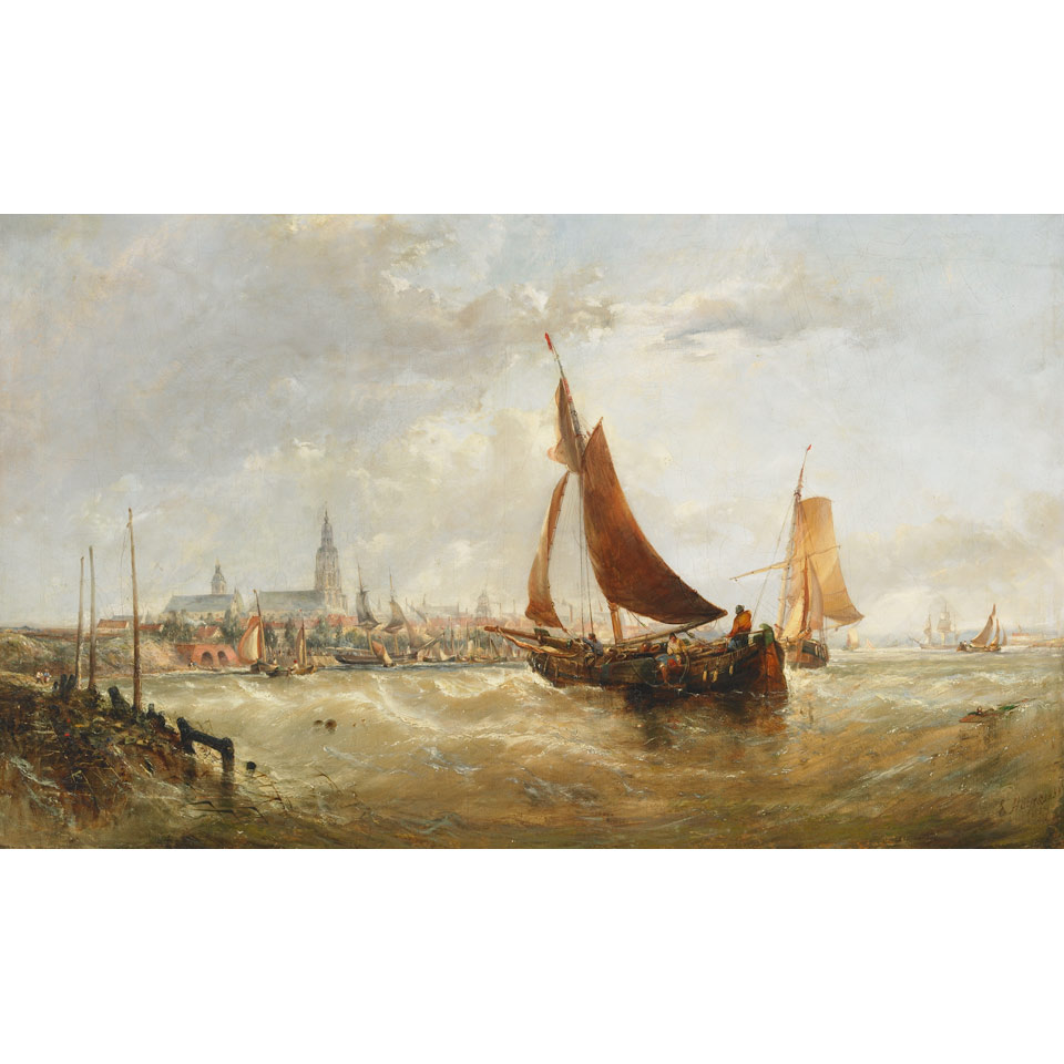 Appraisal: Edwin Hayes - Irish English ENTRANCE TO ANTWERP HARBOUR Oil