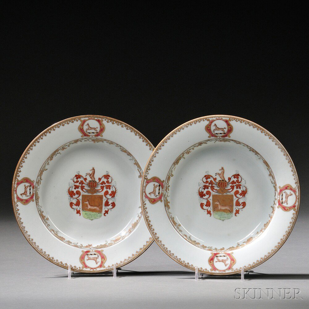 Appraisal: Pair of Armorial Soup Plates for the Dutch Market China