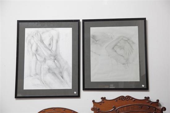 Appraisal: TWO FEMALE NUDE STUDIES Sensitively rendered female nude studies both