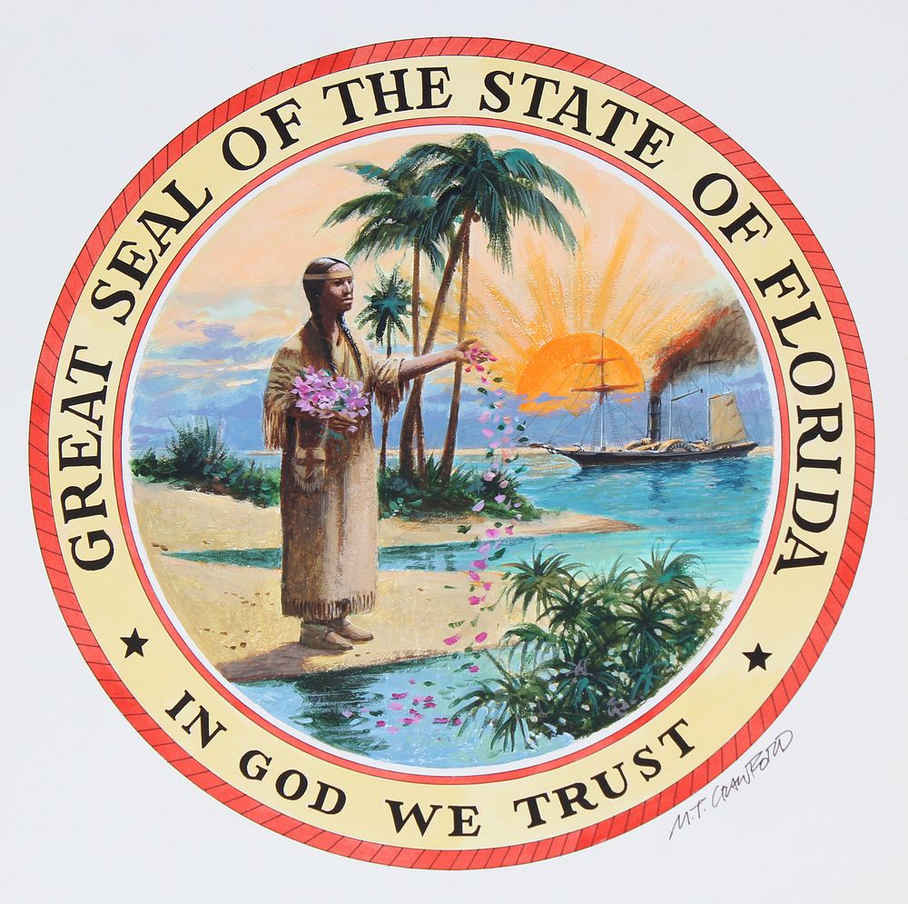 Appraisal: Mel Crawford B Great Seal of Florida Oil Mel Crawford