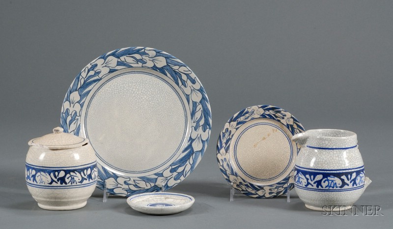 Appraisal: Dedham Iris Dinner Plate Bread Butter Plate Rabbit Butter Pat