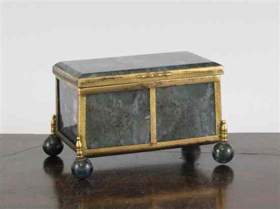 Appraisal: A late th century French moss agate trinket box on