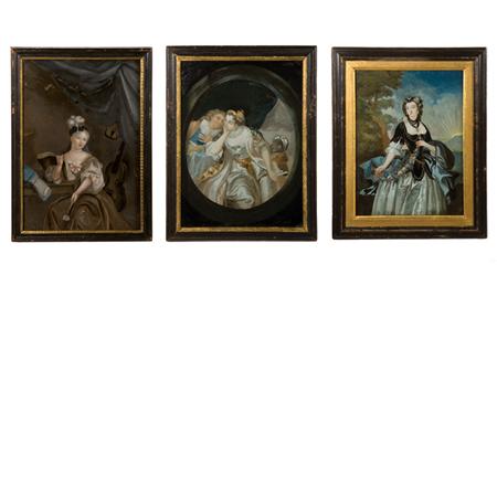 Appraisal: Group of Framed Three Chinese Export Reverse Paintings on Glass