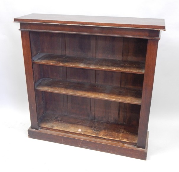 Appraisal: A late Victorian mahogany open bookcase with two shelves on