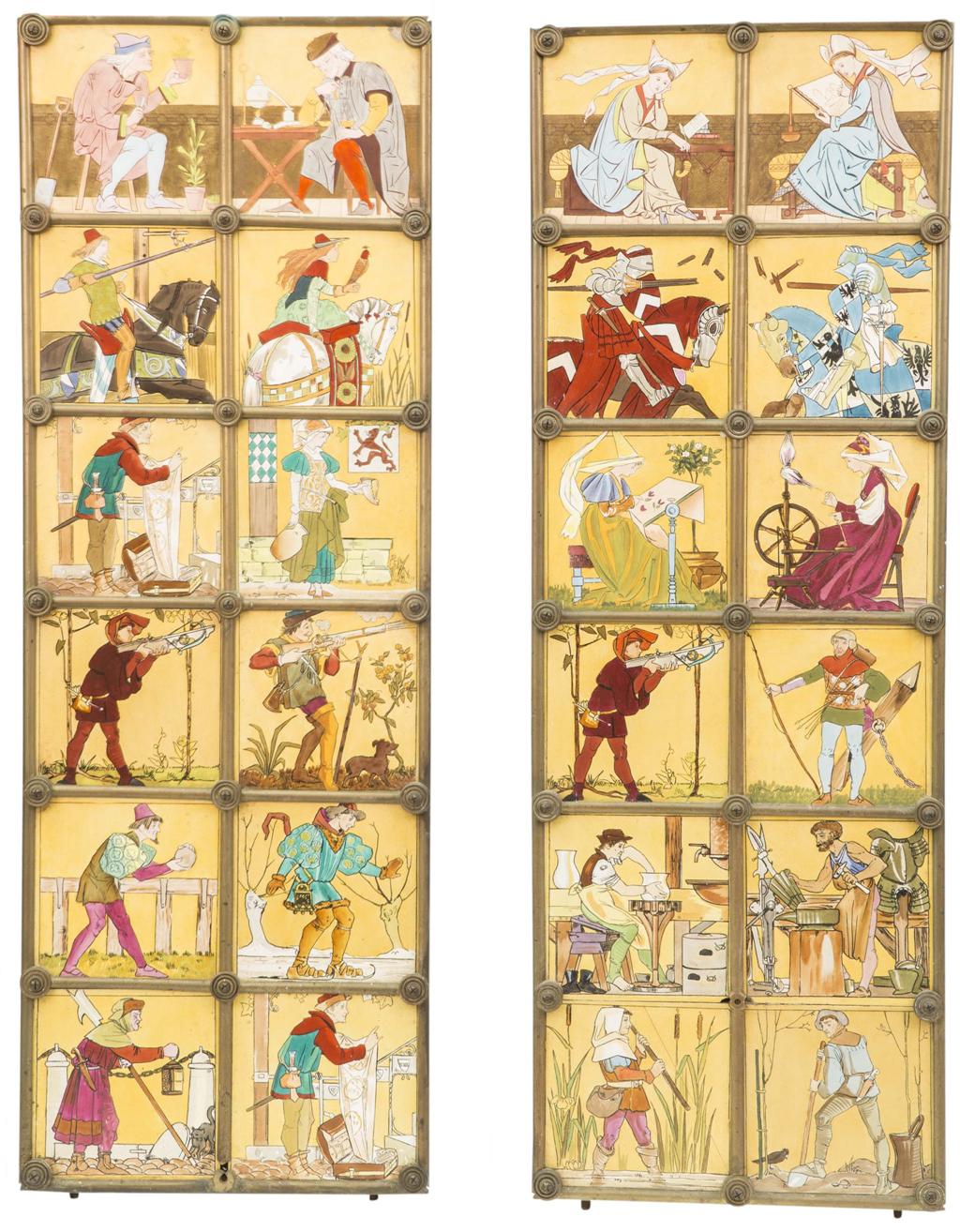 Appraisal: W T COPELAND SONS GROUP OF 'MEDIEVAL OCCUPATIONS' DUST-PRESSED TILES