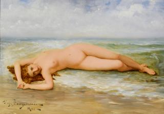 Appraisal: O C Nude Manner of Bouguereau French oil on canvas