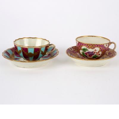 Appraisal: A Worcester pink scale ground teacup and saucer circa -