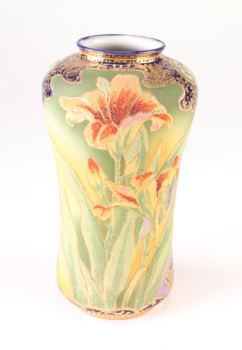 Appraisal: NIPPON Fine vase decorated in Coralene with yellow and orange