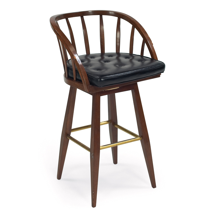 Appraisal: Edward Wormley bar stool by Dunbar ash frame with slatted