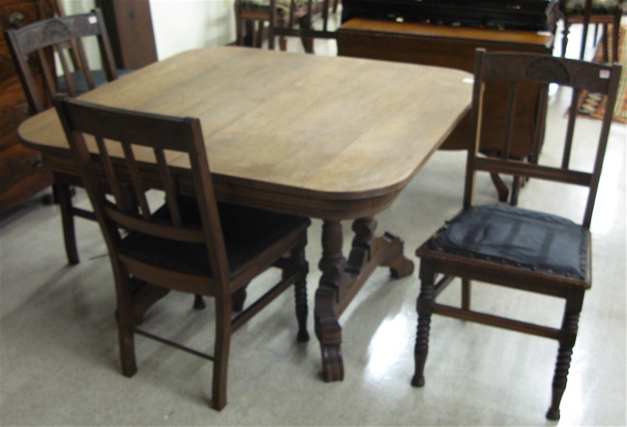 Appraisal: VICTORIAN WALNUT DINING TABLE AND CHAIR SET American last quarter