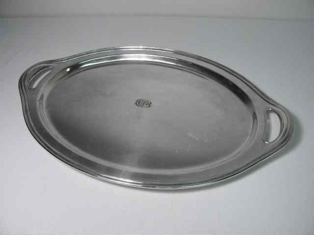 Appraisal: Tiffany Company heavy sterling silver oval tray or platter Handles