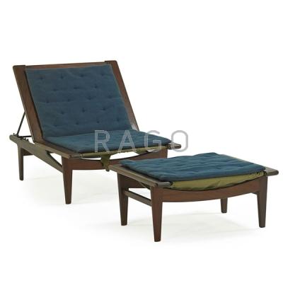 Appraisal: HANS WEGNER GETAMA Adjustable lounge and ottoman Condition Report