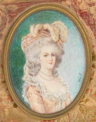 Appraisal: A Miniature Portrait of Marie Antoinette Signed Weil Miniature portrait