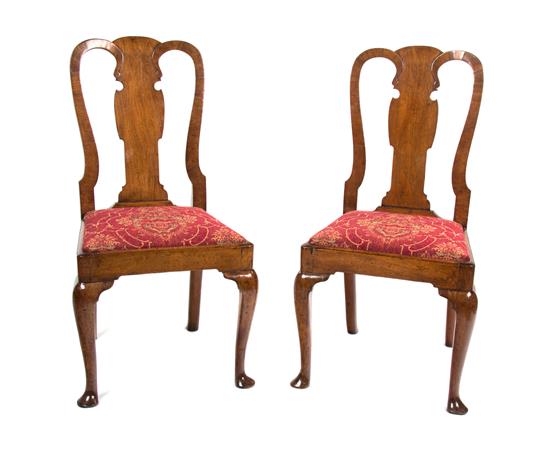 Appraisal: Sale Lot A Pair of Queen Anne Walnut Side Chairs