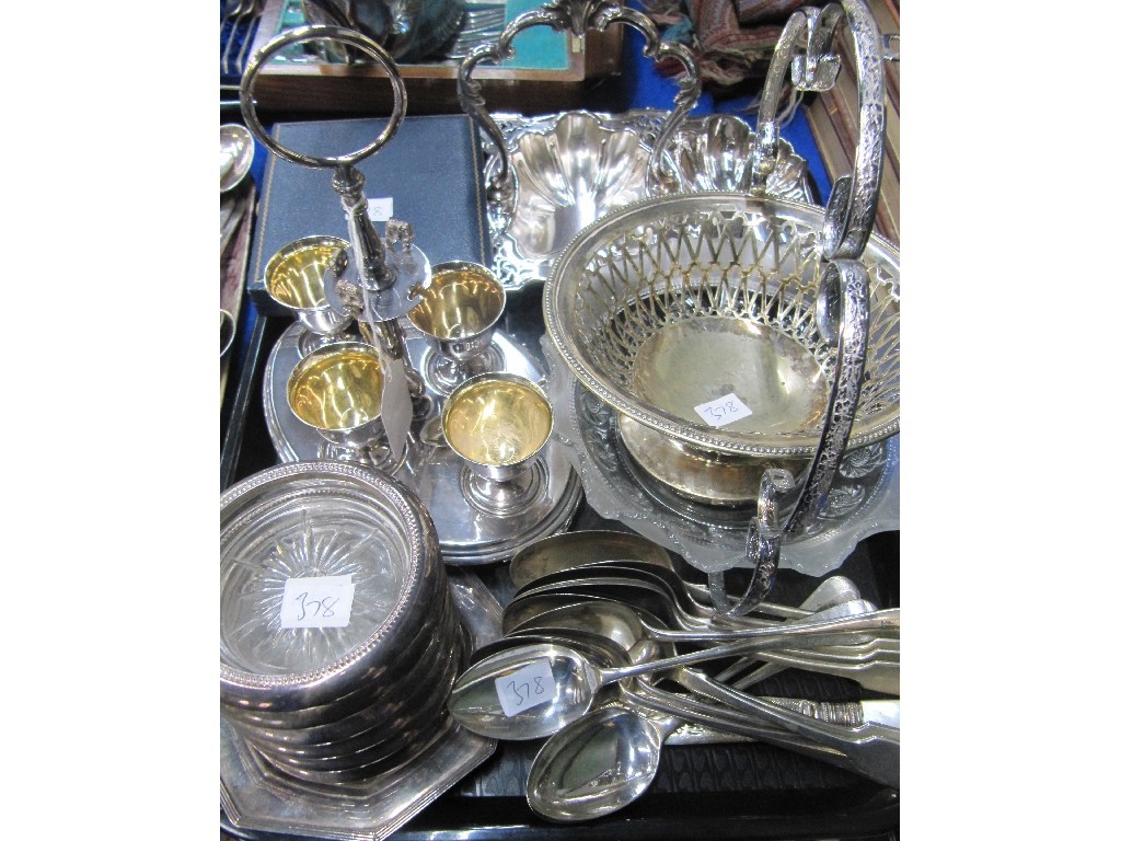 Appraisal: Tray lot of EP - egg cruet baskets cutlery etc