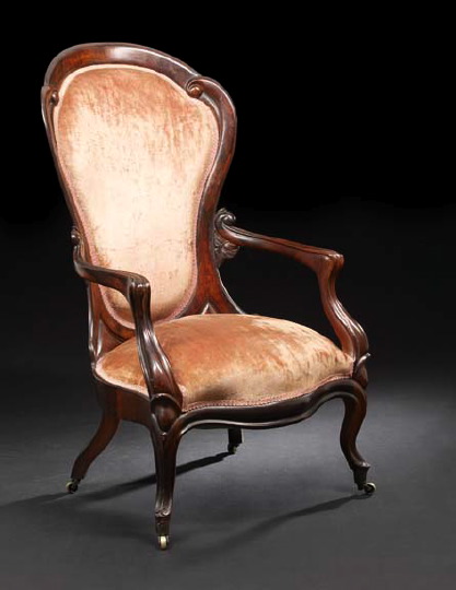 Appraisal: American Rococo Revival Laminated Rosewood Armchair mid- th century attributed