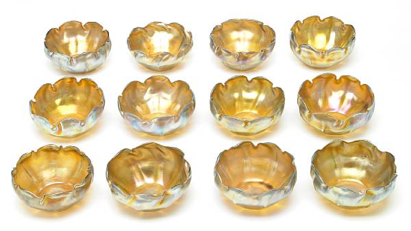 Appraisal: A set of Twelve Tiffany Favrile glass Queen finger bowls