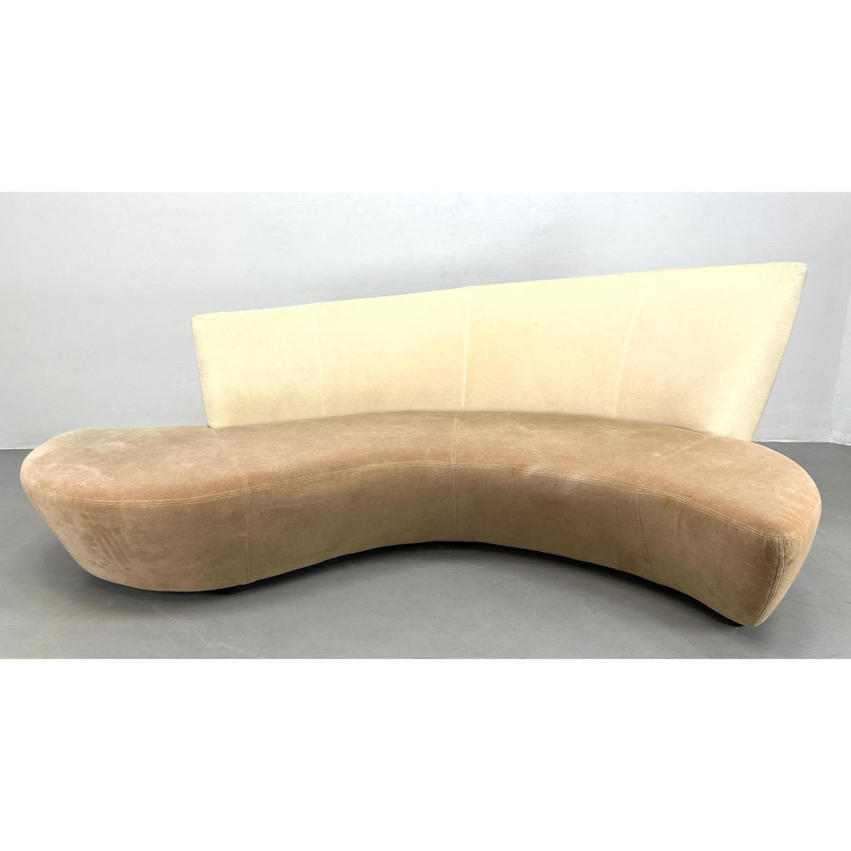 Appraisal: Large Kagan style Bilbao Sofa Couch Curved form seat Dimensions