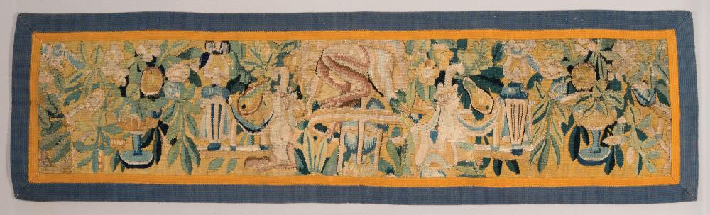 Appraisal: Antique Continental Tapestry Fragment th c depicting bouquets and fruit