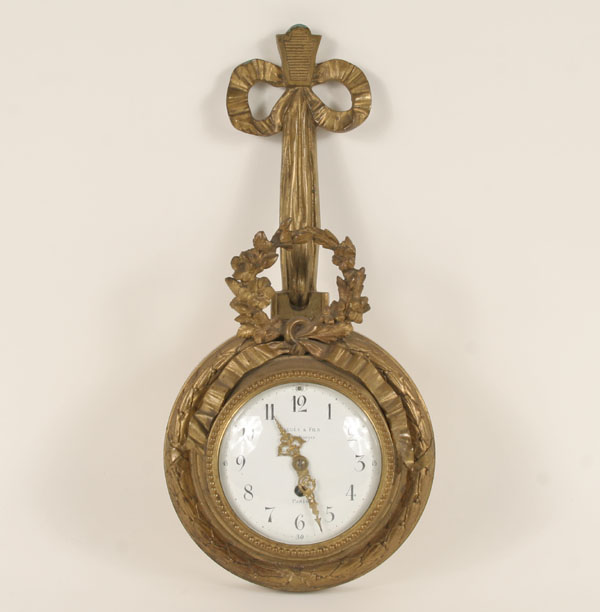 Appraisal: French gilt bronze cartel clock Bagues et Fils Parisian mfg