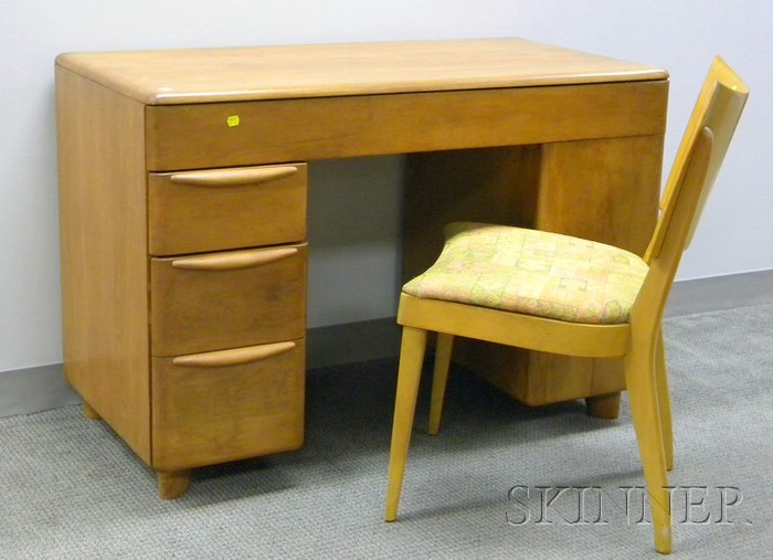 Appraisal: Heywood-Wakefield Maple Desk and Chair ht wd dp in