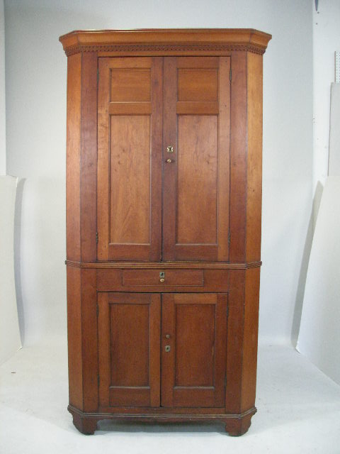 Appraisal: Corner Cupboard American Probably VA c one piece form cherry