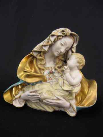 Appraisal: Italian Pottery Figurine of Madonna Child artist signed Professor E