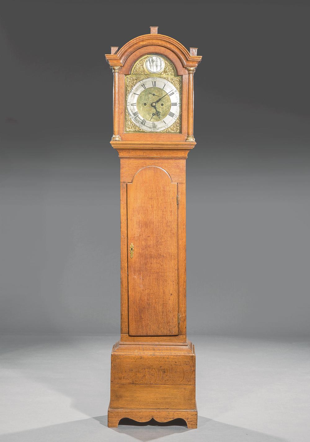 Appraisal: George III Oak Tall Case Clock late th c cartouche