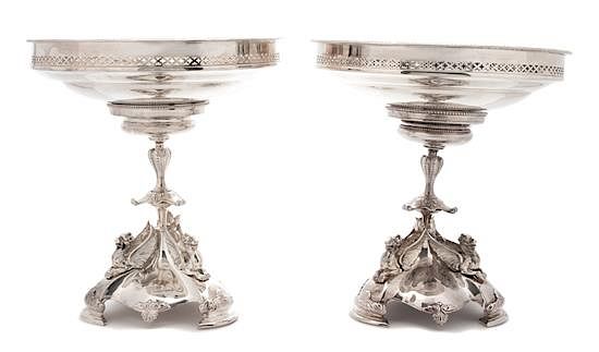 Appraisal: A Pair of English Victorian Silver-Plated Fruit-Stands Elkington Co Birmingham