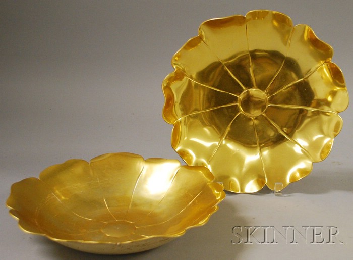 Appraisal: McClelland Barclay Gilt-metal Floriform Bowls impressed mark on the base