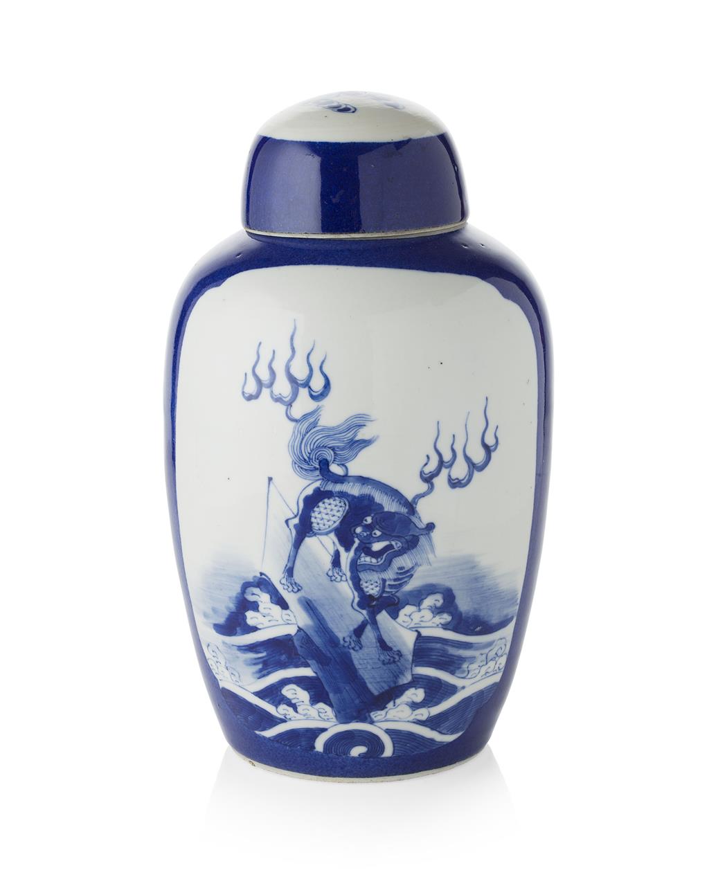 Appraisal: BLUE AND WHITE JAR AND COVER QING DYNASTY TH CENTURY