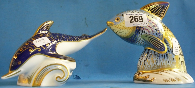 Appraisal: Royal Crown Derby Paperweights Guppy limited edition and Dolphin