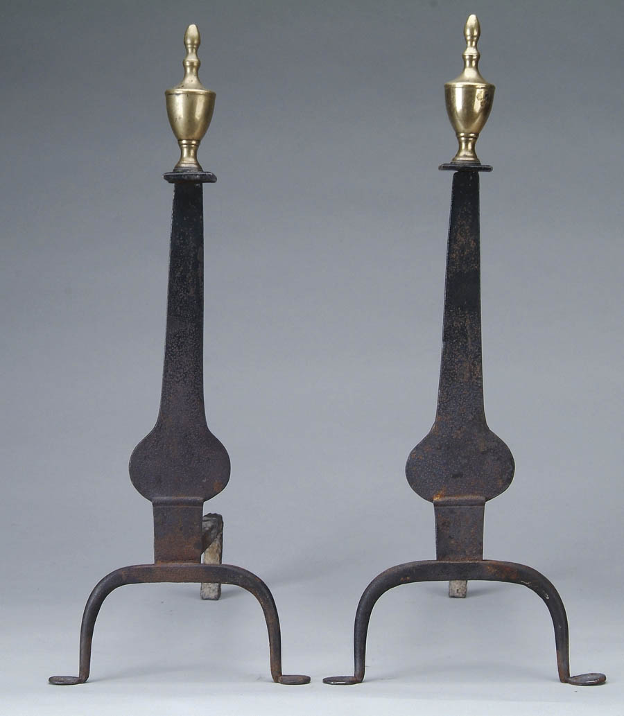 Appraisal: OUTSTANDING PAIR OF BRASS URN TOP AND STEEL KNIFE BLADE