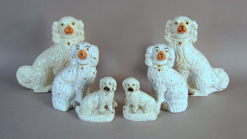 Appraisal: Three pair of Staffordshire spaniels