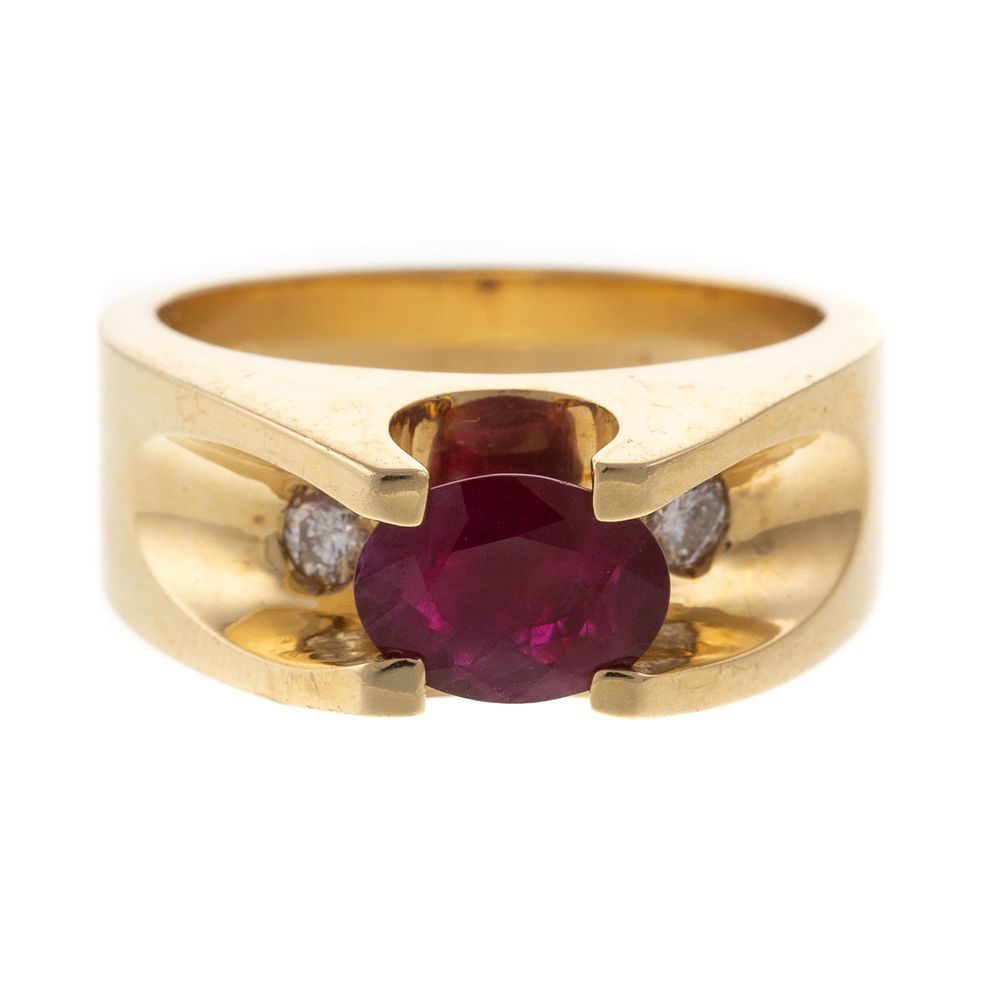 Appraisal: A Gent's Burmese Ruby Diamond Ring in K K solid