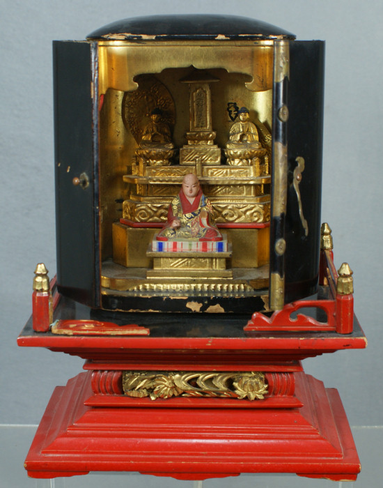 Appraisal: Japanese Lacquer Shrine or Zushi on a red lacquered base