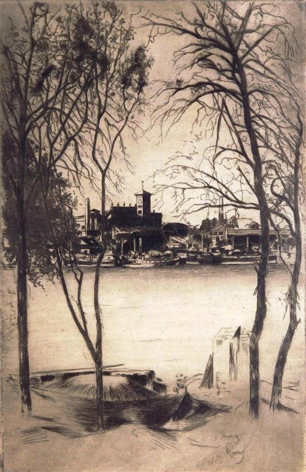 Appraisal: Theodore Roussel France England - Laburnums at Battersea Etching and