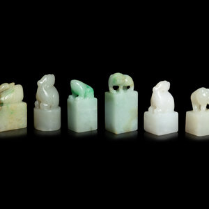 Appraisal: Six Chinese Jade and Jadeite Square Seals comprising two white